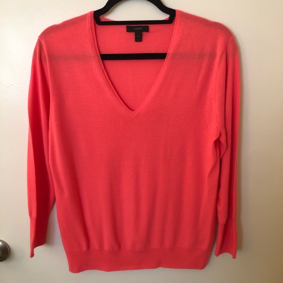 J. Crew Sweaters - J Crew Bright Orange Pink Lightweight Sweater